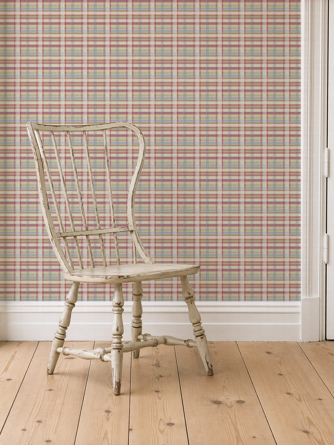 Cedar Point Madras — Coastal Cottage Plaid Wallpaper | Melissa Dayton Art Gold