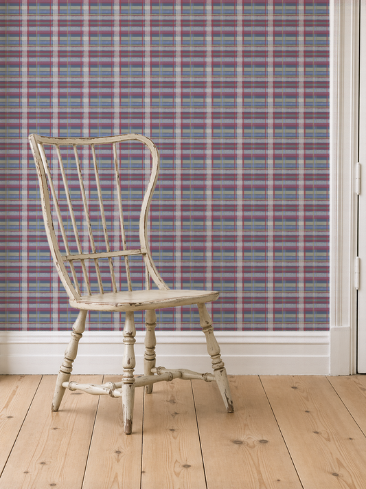 Cedar Point Madras — Coastal Cottage Plaid Wallpaper | Melissa Dayton Art Navy