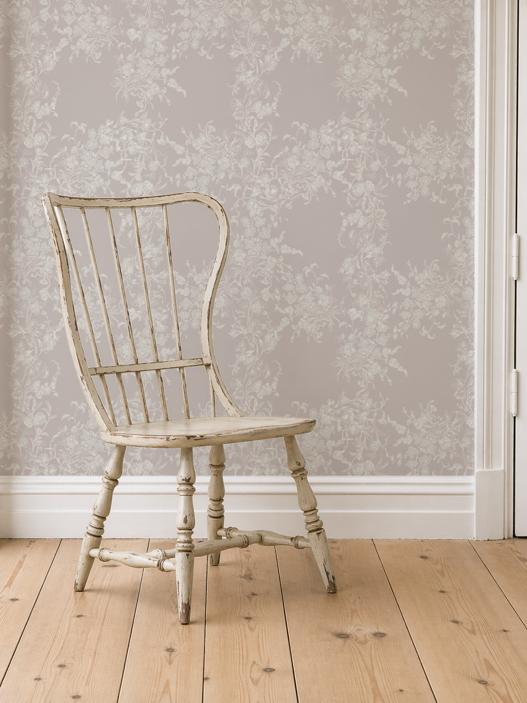 Sun Room Wallpaper | Climbing Floral Vine | Blush Monochrome | Melissa Dayton Wallpaper