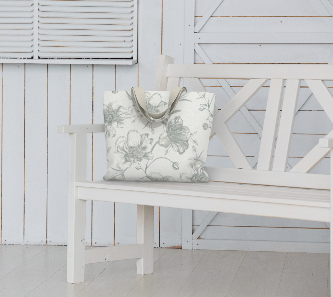 Grey Wild Roses Canvas Tote