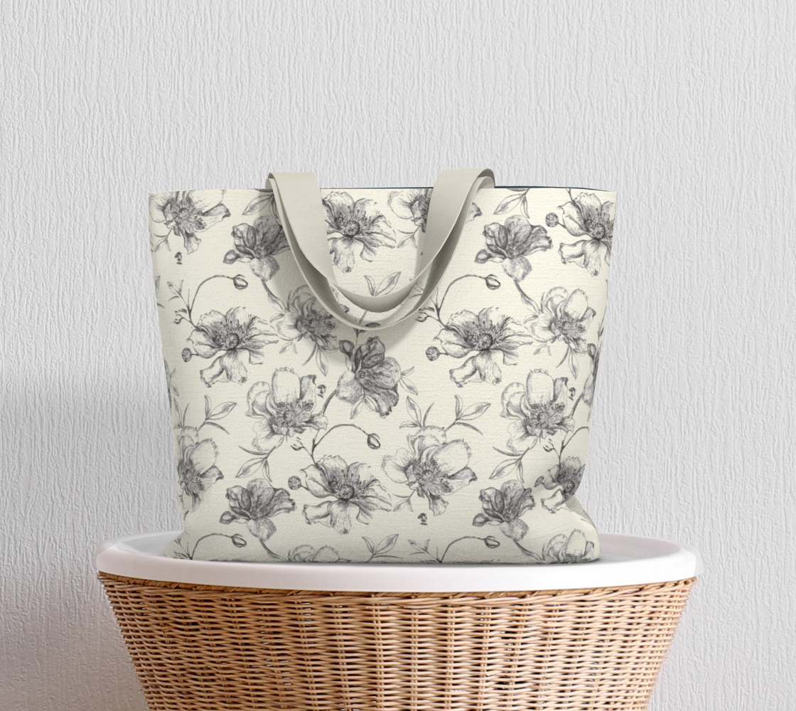 Wild Roses on cream LG tote