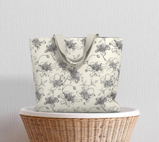 Wild Roses on cream LG tote
