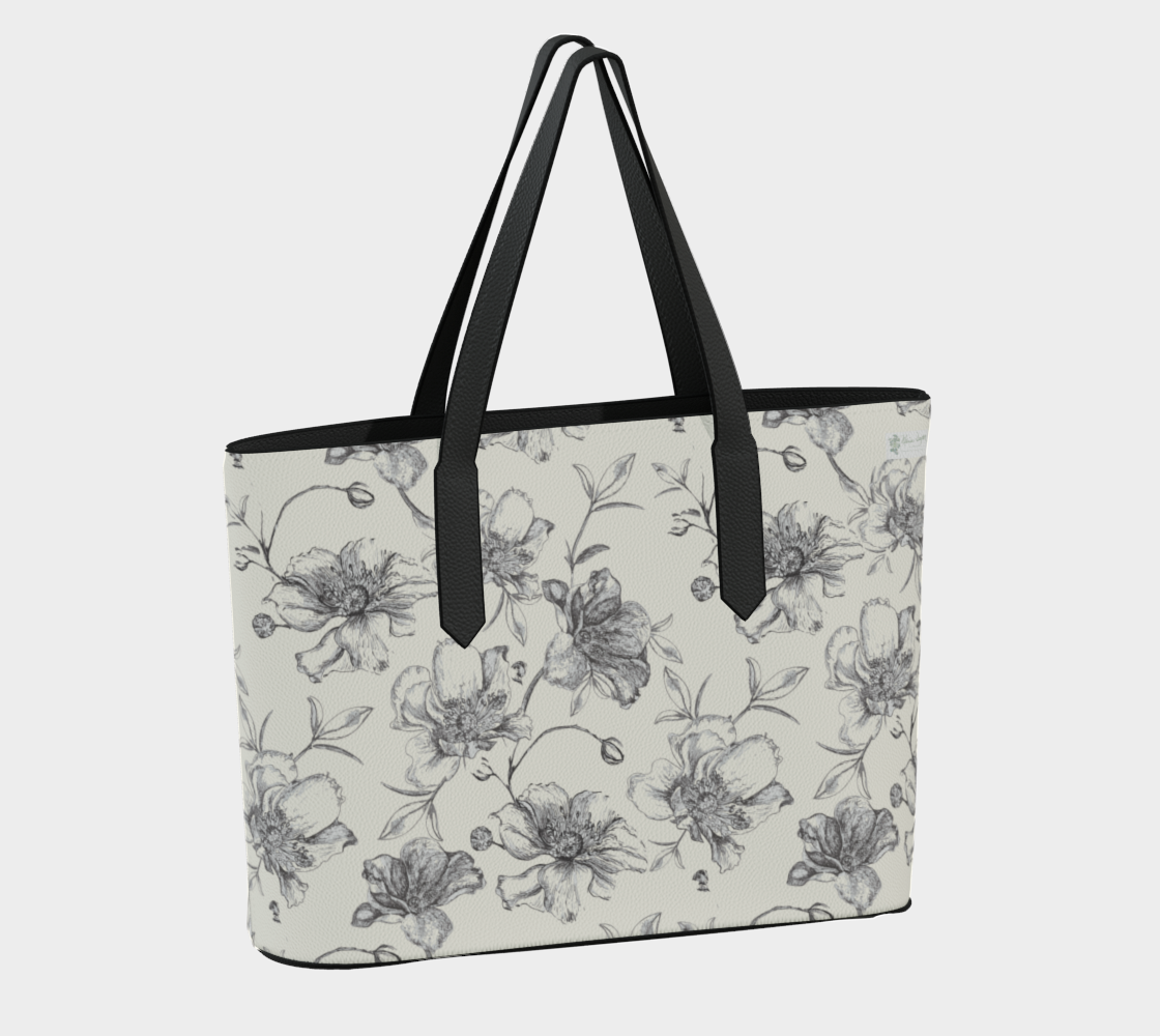 Vegan Tote with Wild Roses on cream
