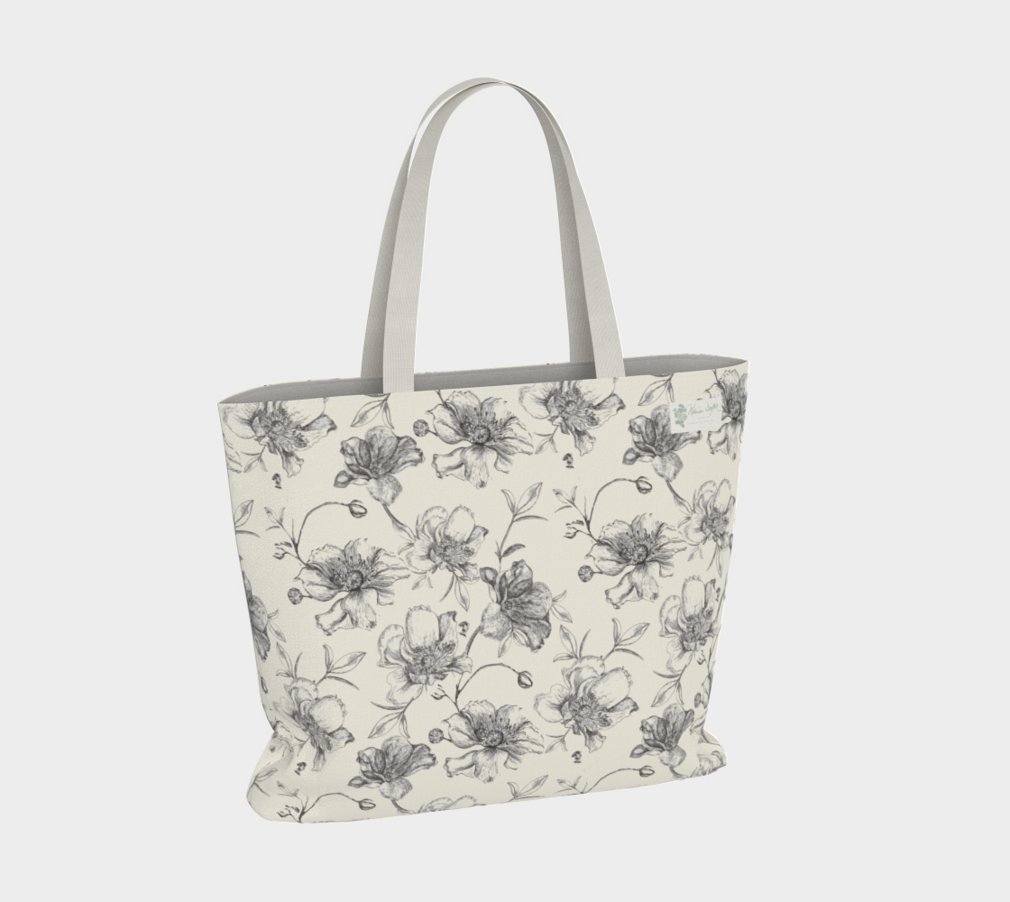Wild Roses on cream LG tote