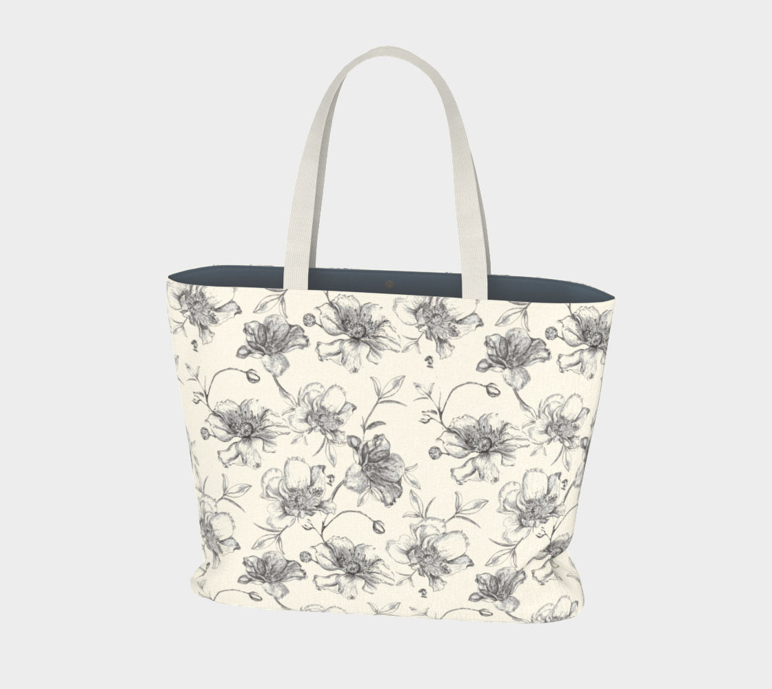 Wild Roses on cream LG tote