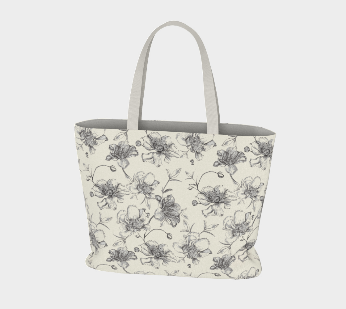 Wild Roses on cream LG tote