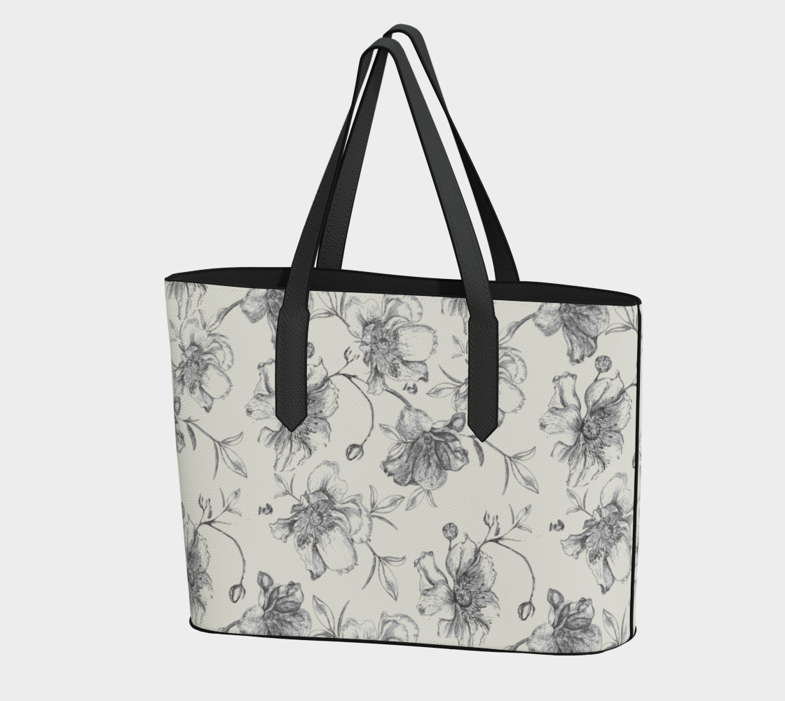 Vegan Tote with Wild Roses on cream